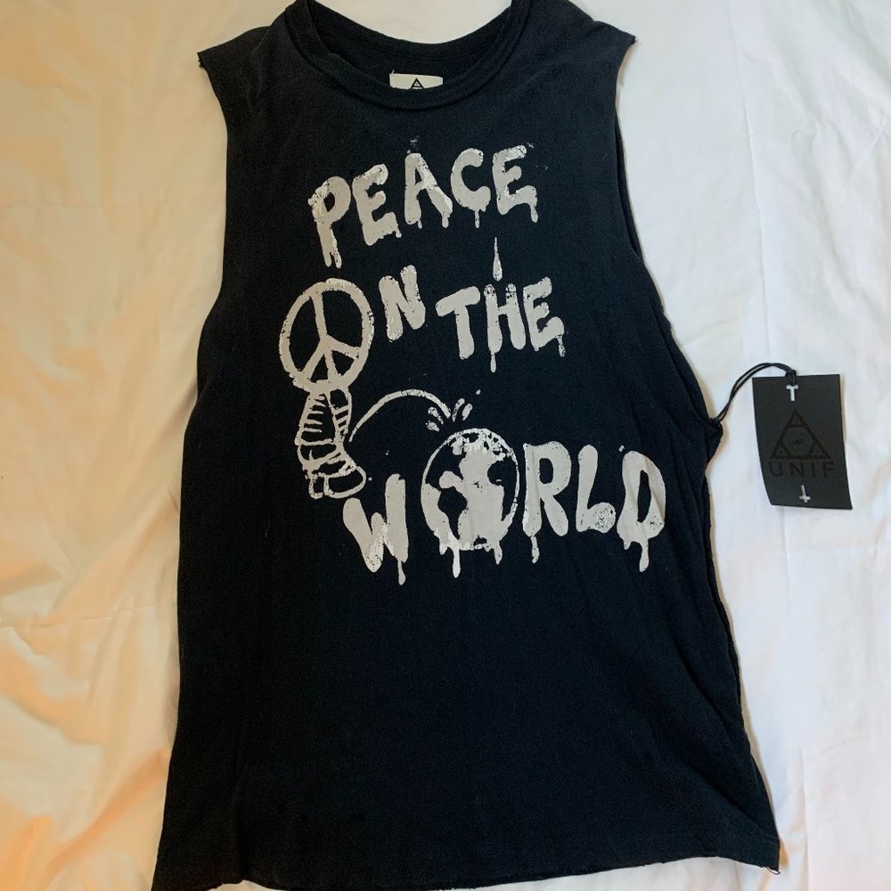 UNIF 'peace in the world' muscle tee